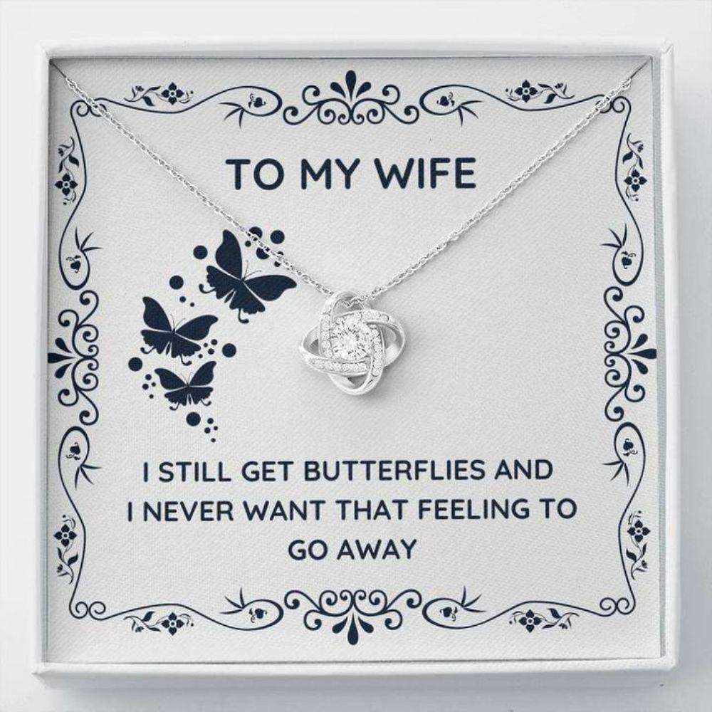 Wife Necklace, To My Wife Butterflies Love Knot Necklace Gift For Karwa Chauth Rakva