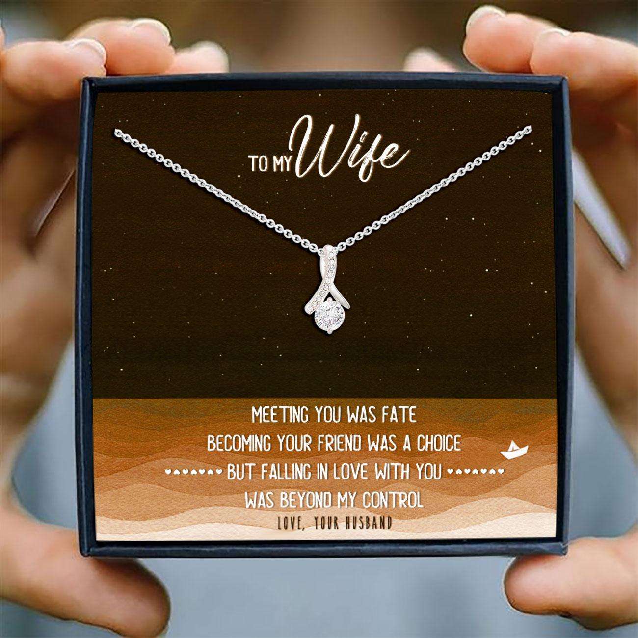 Wife Necklace, To My Wife, Falling In Love Necklace Card “ Jewelry Gifts For Wife, Wedding Anniversary For Karwa Chauth Rakva