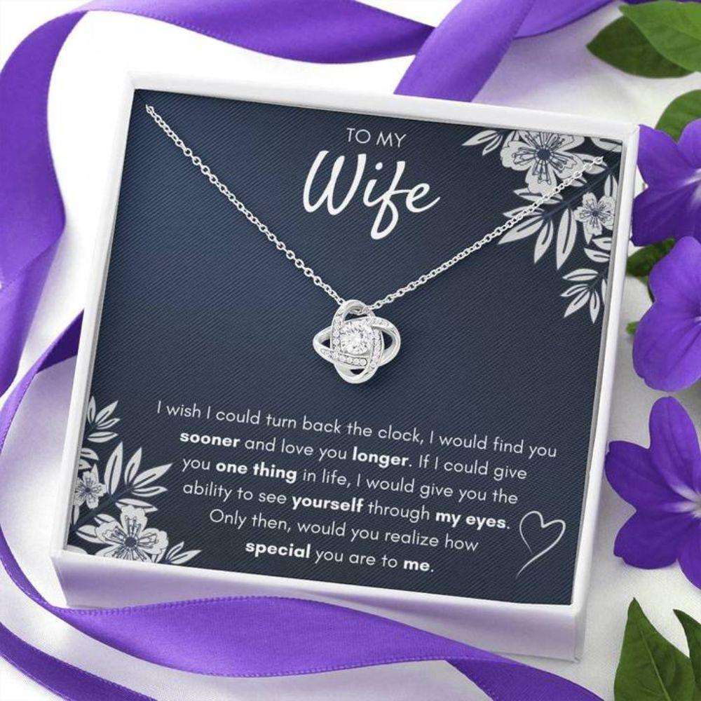 Wife Necklace, To My Wife Find You Sooner Love Knot Necklace Gift For Karwa Chauth Rakva