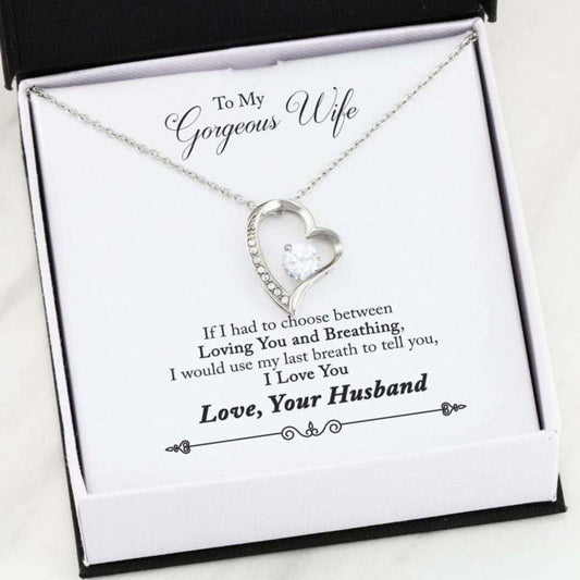 Wife Necklace, To My Wife Gift “ Forever Love Heart Necklace For Karwa Chauth Rakva