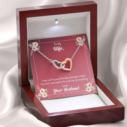 Wife Necklace, To My Wife Gift “ I Want To Be The Last Of Everything Two Hearts Necklace For Karwa Chauth Rakva