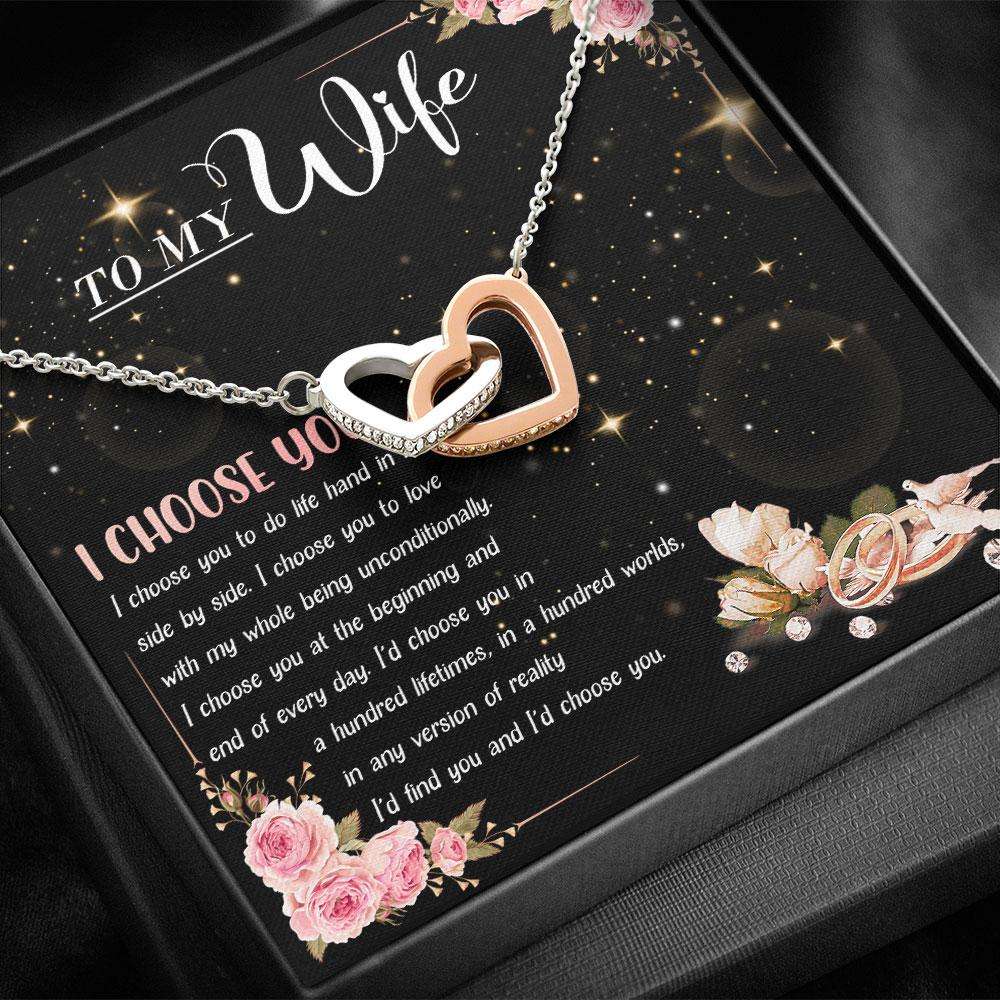 Wife Necklace To My Wife Gift “ Interlocking Heart Necklace V2 For Karwa Chauth Rakva