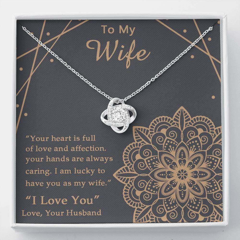 Wife Necklace, To My Wife Gift Love Knot Necklace, Gift For Wife From Husband For Karwa Chauth Rakva