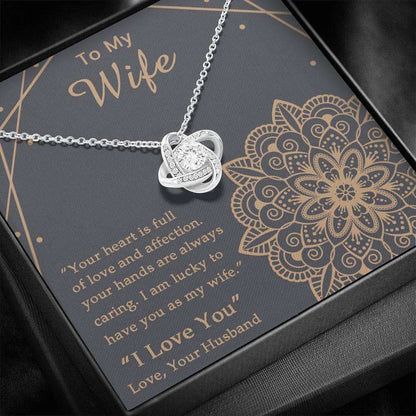 Wife Necklace, To My Wife Gift Love Knot Necklace, Gift For Wife From Husband For Karwa Chauth Rakva