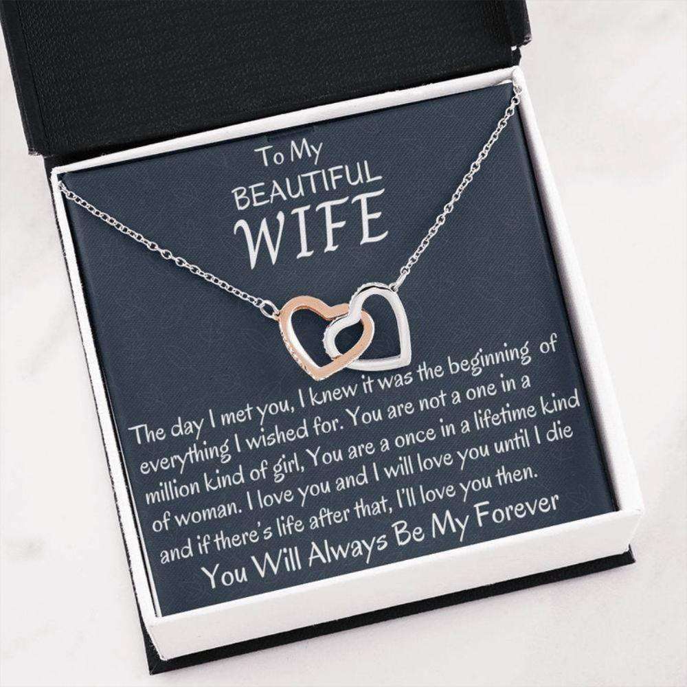 Wife Necklace, To My Wife Gift Two Hearts Necklace For Her Anniversary, Birthday Gift, Gift For Her, Gift For Wif For Karwa Chauth Rakva