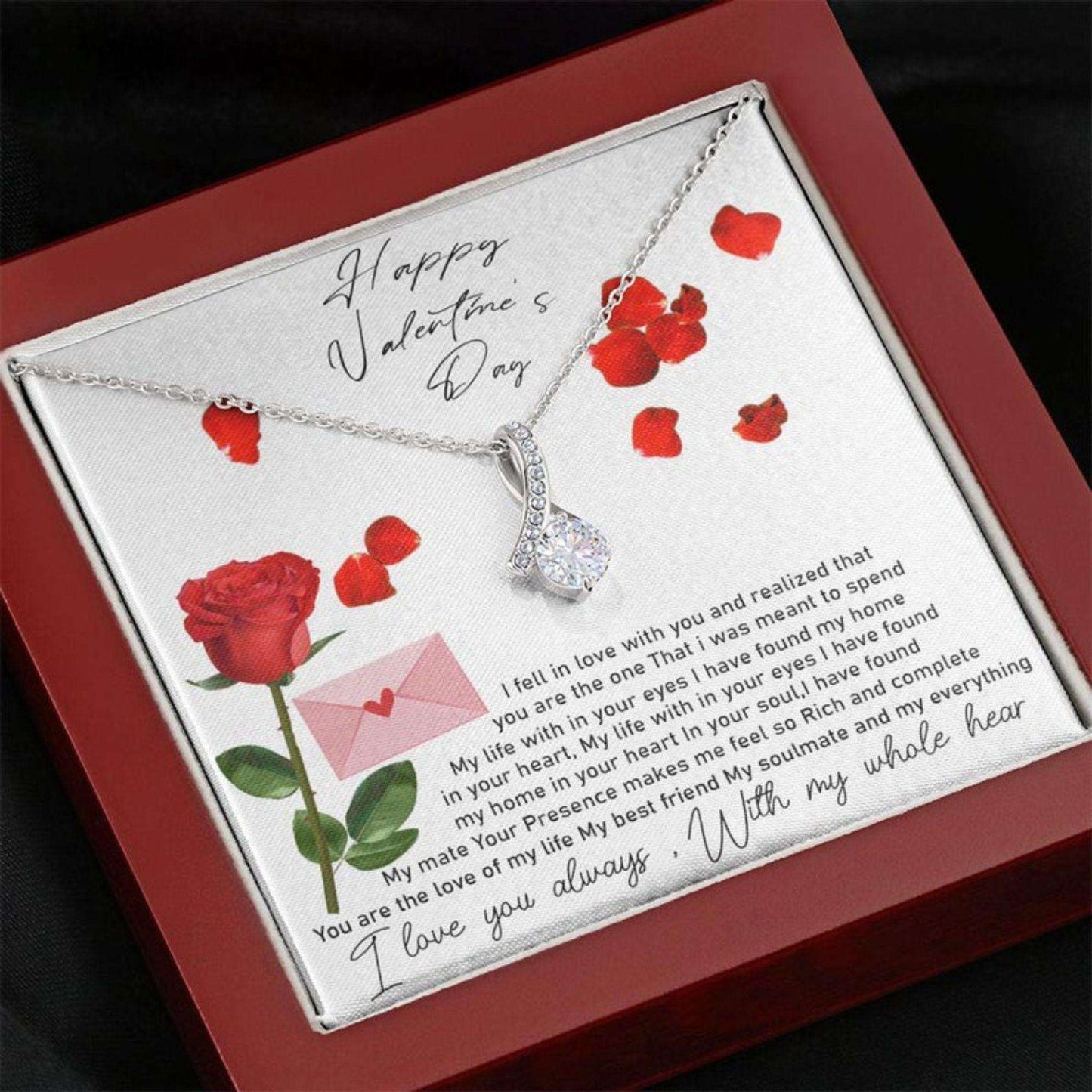 Wife Necklace, To My Wife “ Happy Valentine’S Day, Love Letter Husband Necklace, Happy Valentine Day Necklace For Wife For Karwa Chauth Rakva