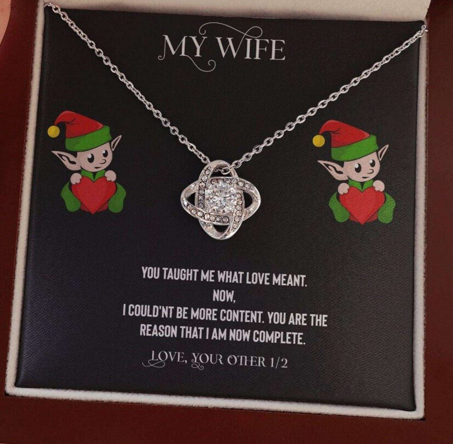 Wife Necklace, To My Wife Happy Valentines Day Necklace Gorgeous Love Knot, Necklace For Wifey, B-Day, Or Anniversary For Karwa Chauth Rakva