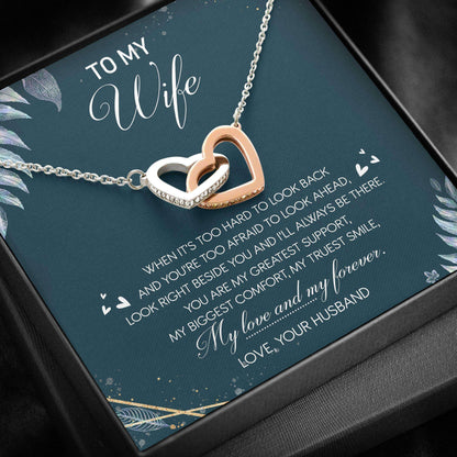 Wife Necklace, To My Wife “ Interlocking Hearts Necklace For Karwa Chauth Rakva