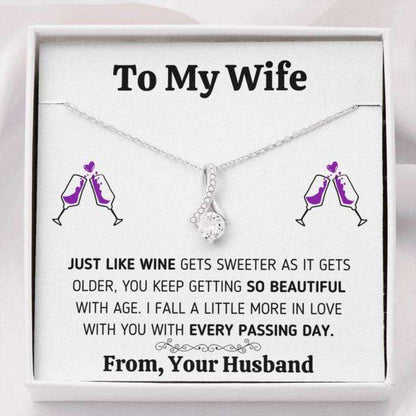 Wife Necklace, To My Wife Just Like Wine Alluring Beauty Necklace Gift For Karwa Chauth Rakva