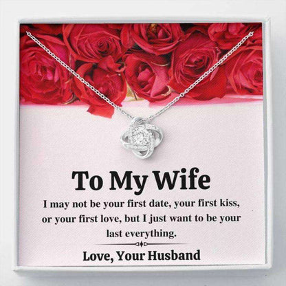 Wife Necklace, To My Wife Last Everything “ Red Roses Love Knot Necklace Gift For Karwa Chauth Rakva