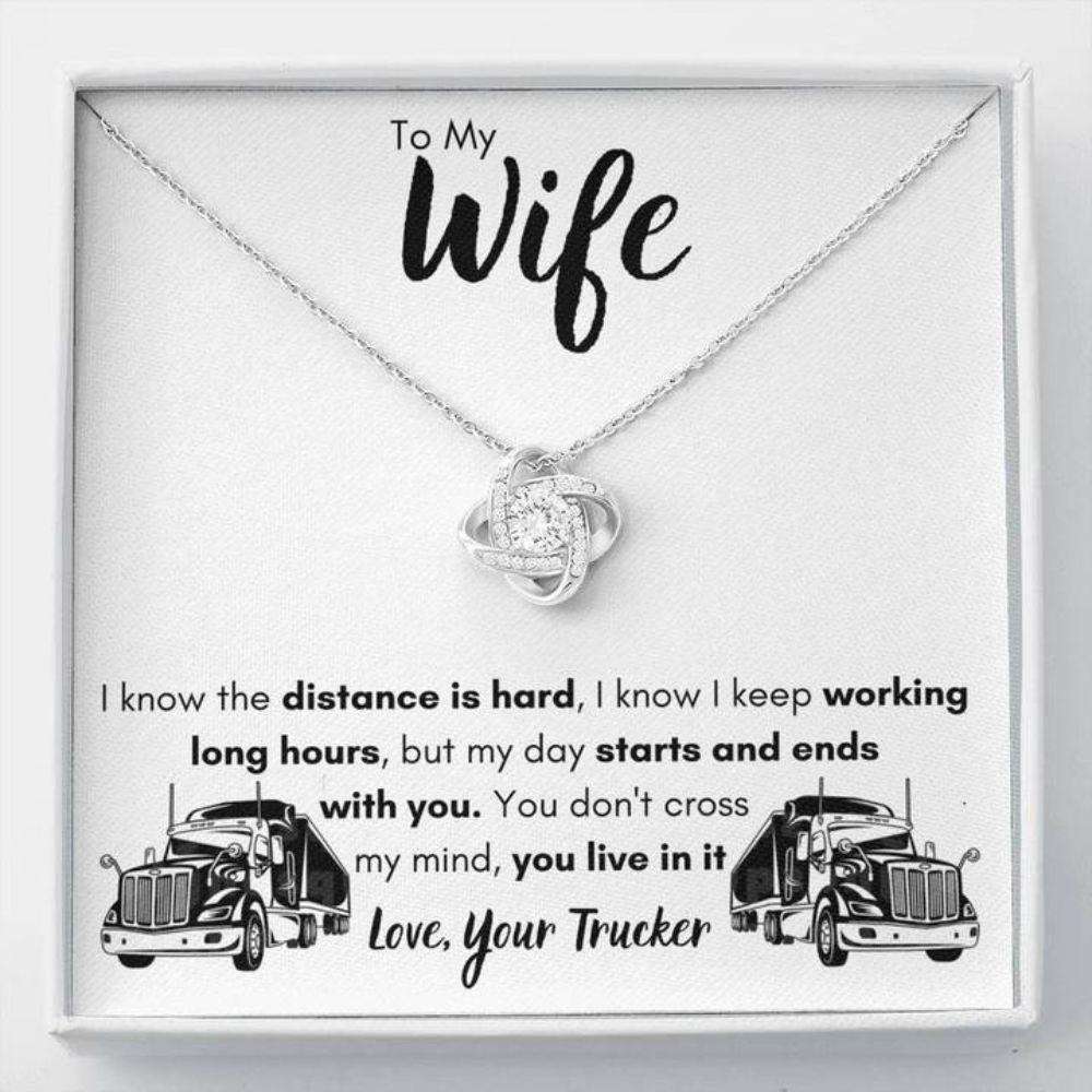 Wife Necklace, To My Wife Love, Your Trucker Love Knot Necklace Gift For Karwa Chauth Rakva