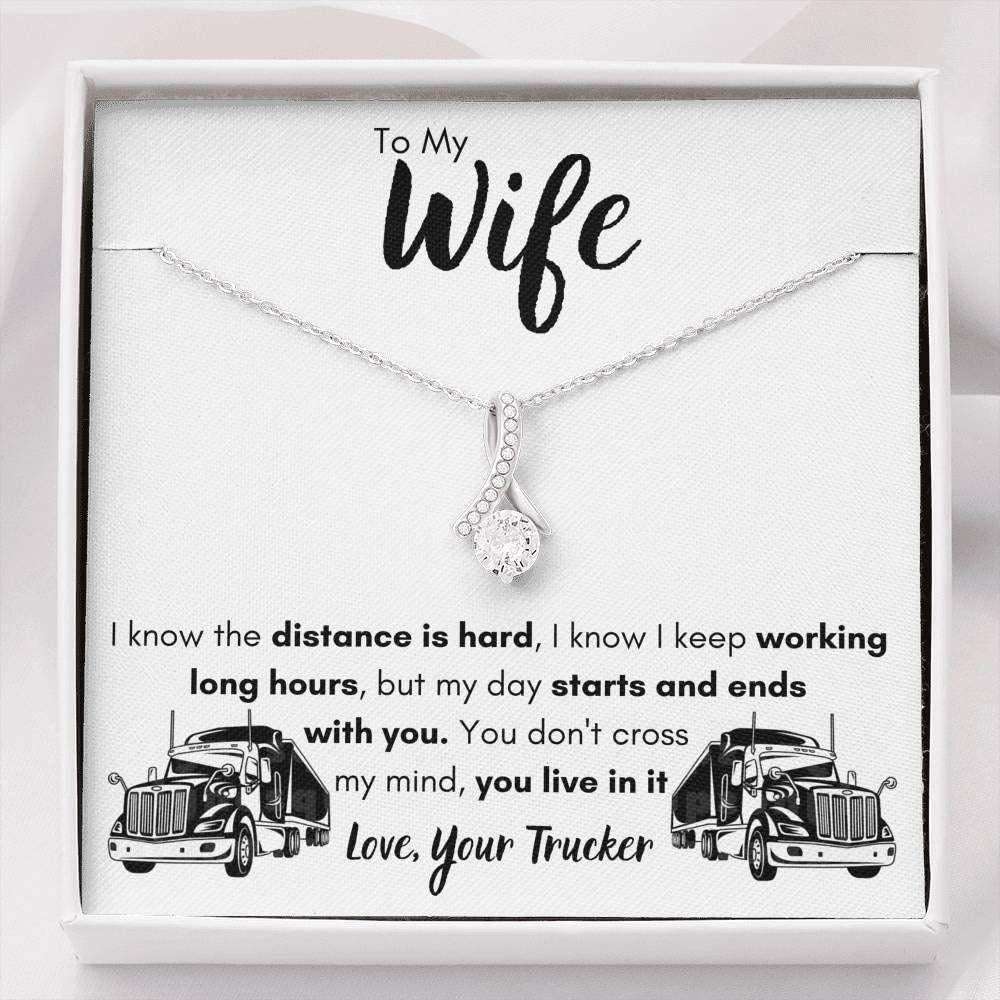 Wife Necklace, To My Wife Love Your Trucker Necklace. Gift For Wife Of A Trucker For Karwa Chauth Rakva