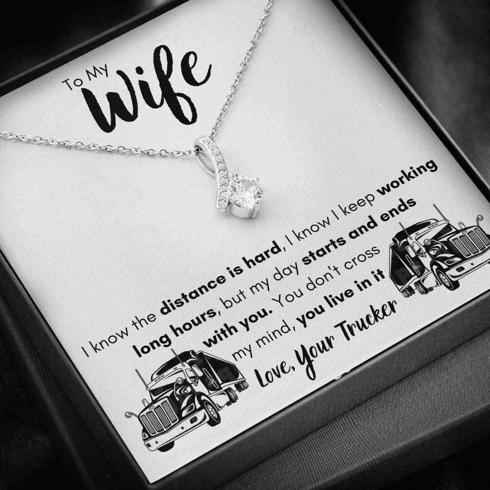 Wife Necklace, To My Wife Love Your Trucker Necklace. Gift For Wife Of A Trucker For Karwa Chauth Rakva