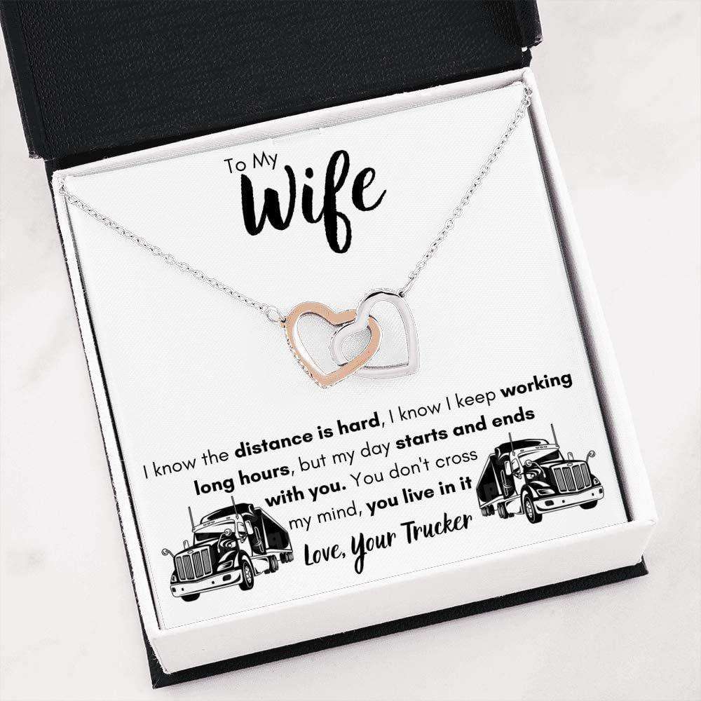 Wife Necklace, To My Wife Love Your Trucker Necklace. Surprise Gift For Wife Of A Trucker For Karwa Chauth Rakva