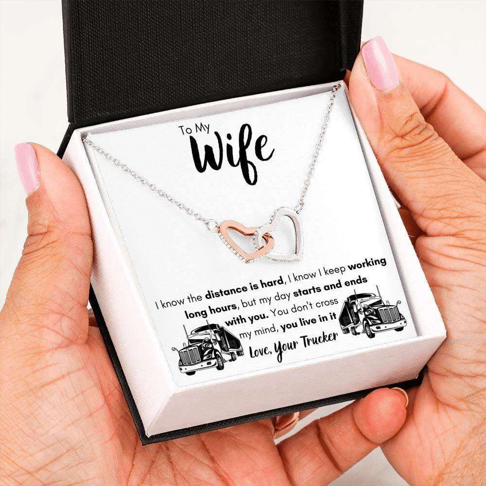 Wife Necklace, To My Wife Love Your Trucker Necklace. Surprise Gift For Wife Of A Trucker For Karwa Chauth Rakva