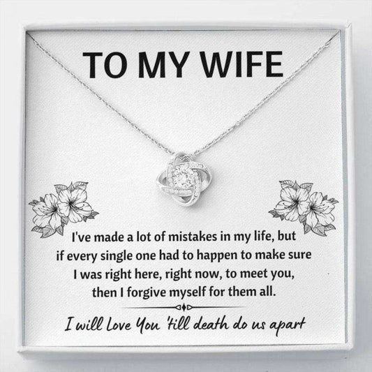 Wife Necklace, To My Wife Mistakes Love Knot Necklace Gift For Karwa Chauth Rakva