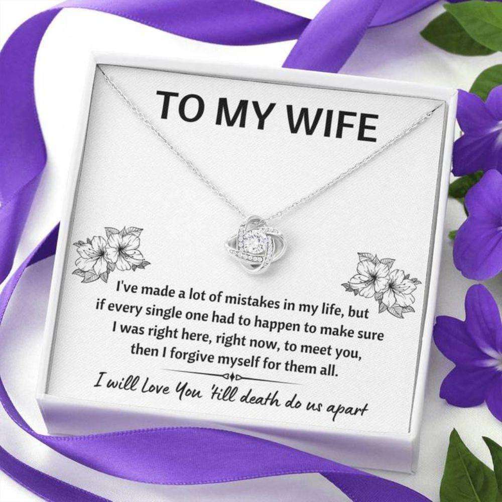 Wife Necklace, To My Wife Mistakes Love Knot Necklace Gift For Karwa Chauth Rakva