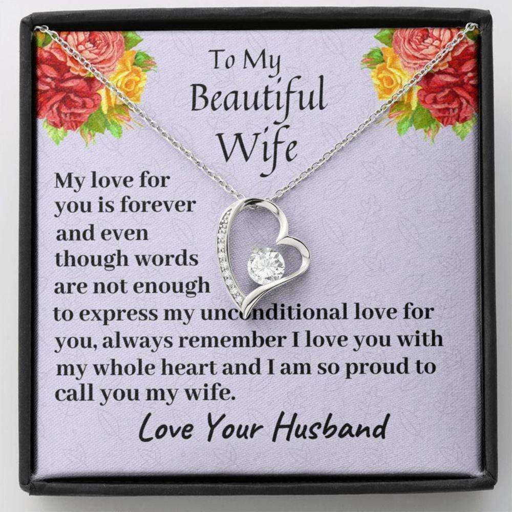 Wife Necklace, To My Wife My Love For You Is Forever, Anniversary Necklace Gift, Birthday Gift, Necklace For Wife For Karwa Chauth Rakva