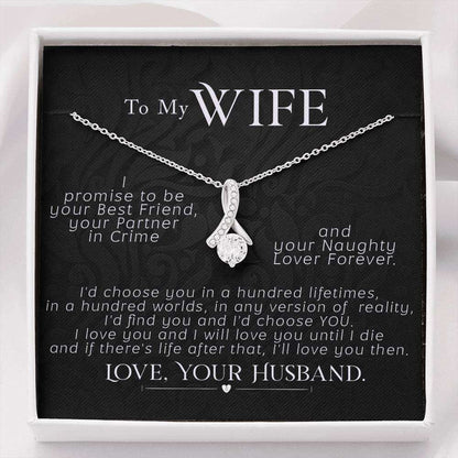 Wife Necklace, To My Wife Necklace Anniversary Gift Cz Gift For Her, I Promise To Be! For Karwa Chauth Rakva