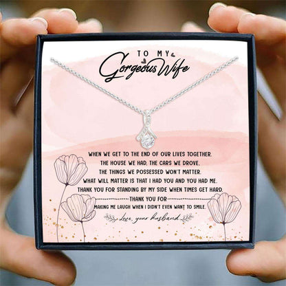 Wife Necklace, To My Wife Necklace Card “ Alluring Beauty Necklace, Jewelry For Wife, Wife Gifts V2 For Karwa Chauth Rakva