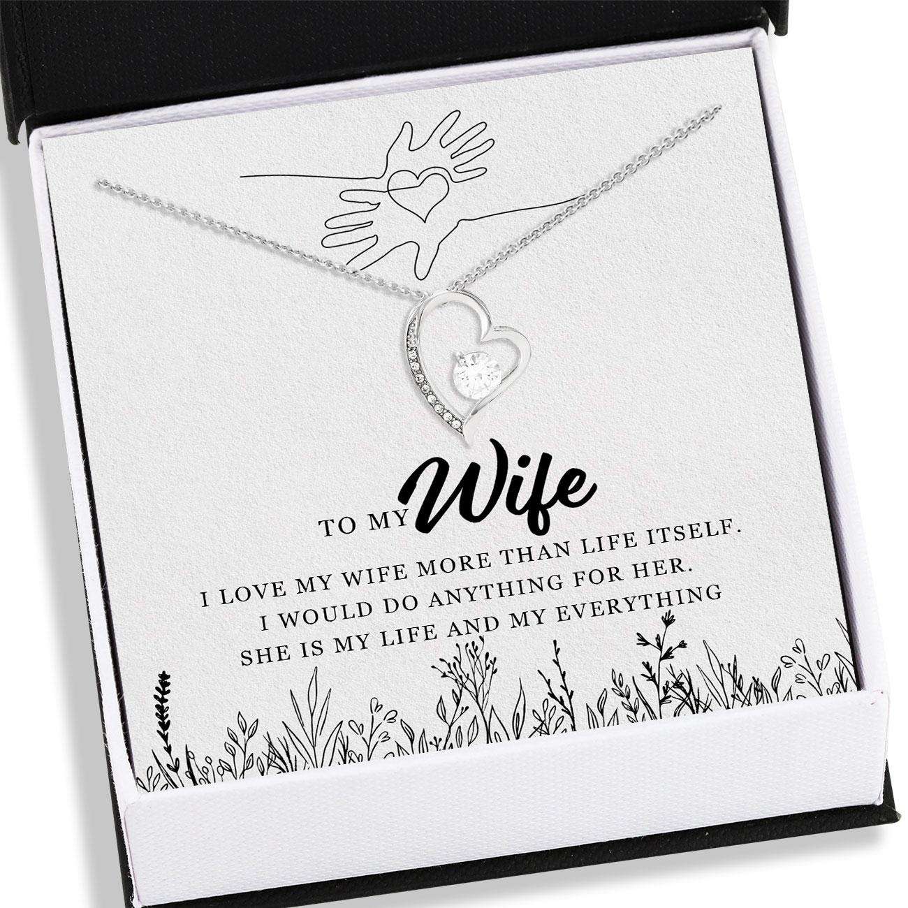 Wife Necklace “ To My Wife Necklace Card Message “ Forever Love Necklace, Jewelry Gift For Wife For Karwa Chauth Rakva