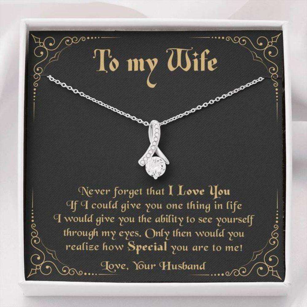 Wife Necklace, To My Wife Necklace From Husband “ Never Forget That I Love You For Karwa Chauth Rakva