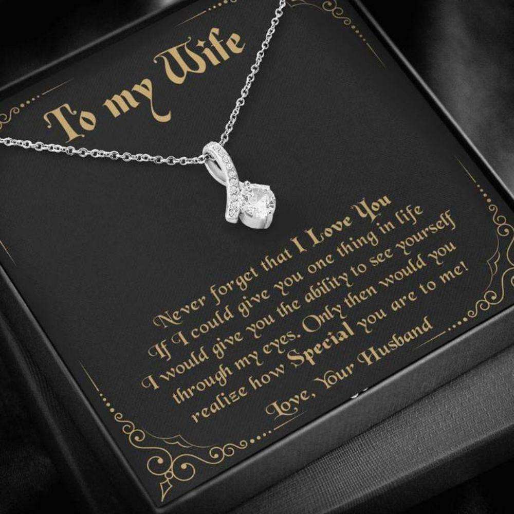 Wife Necklace, To My Wife Necklace From Husband “ Never Forget That I Love You For Karwa Chauth Rakva