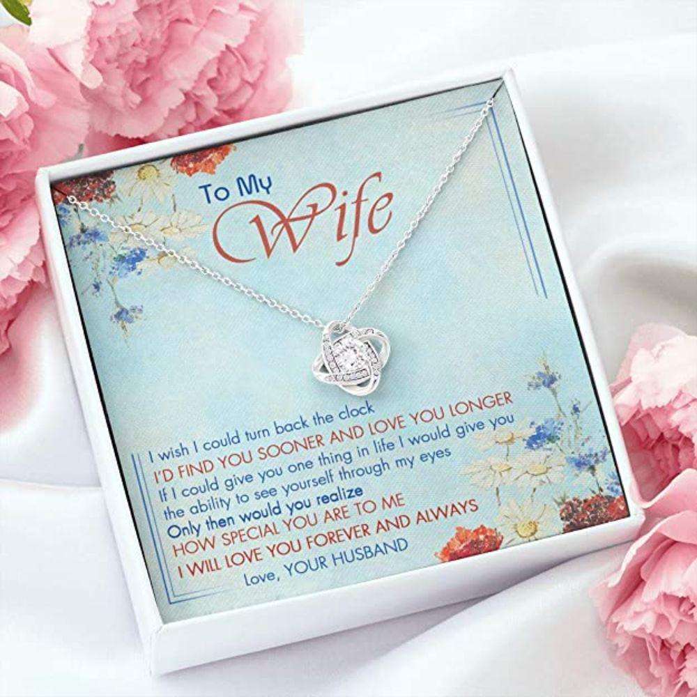 Wife Necklace, To My Wife Necklace Gift For Wife From Husband I Wish I Could Turn Back The Clock Necklace For Karwa Chauth Rakva