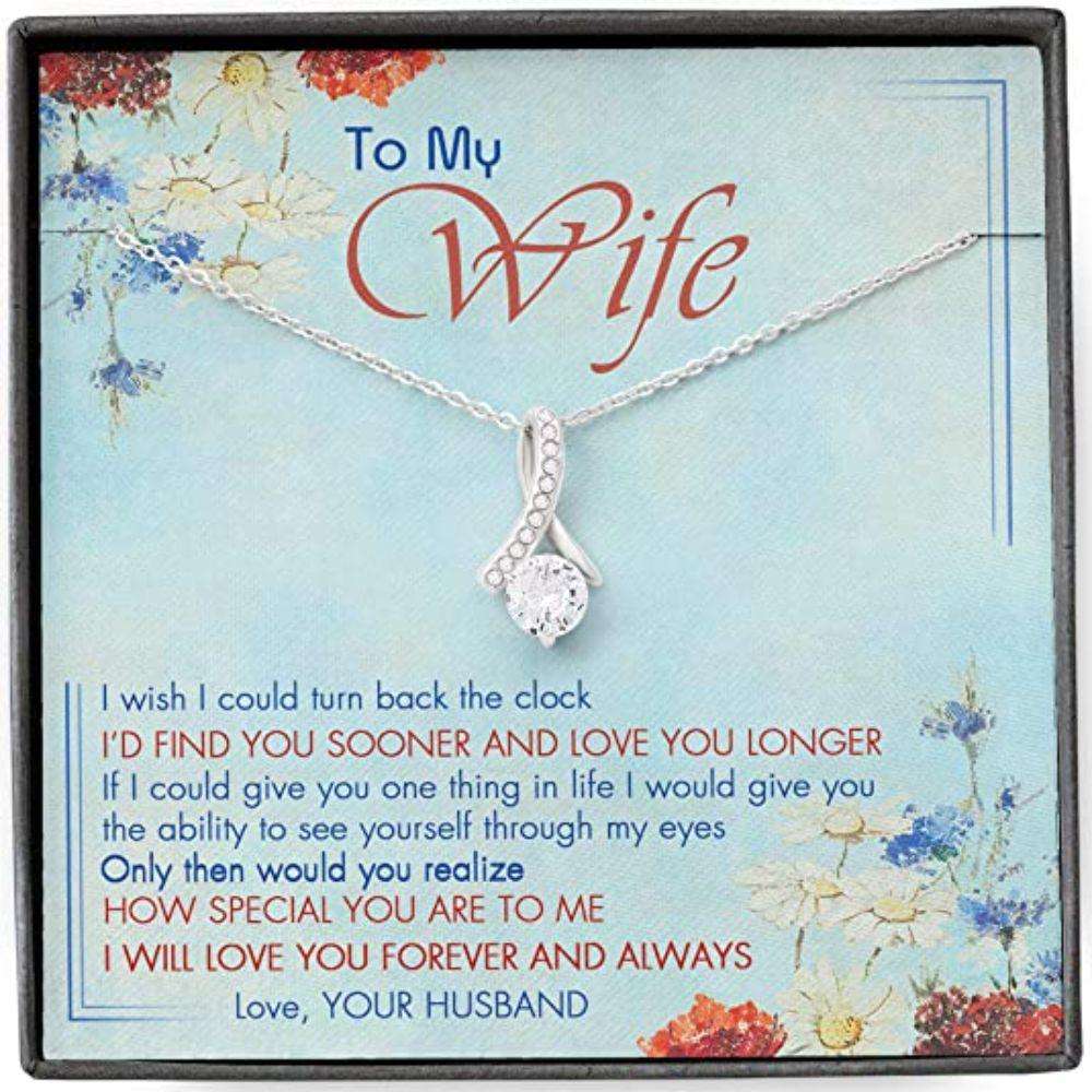 Wife Necklace, To My Wife Necklace Gift For Wife From Husband I Wish I Could Turn Back The Clock Necklace For Karwa Chauth Rakva