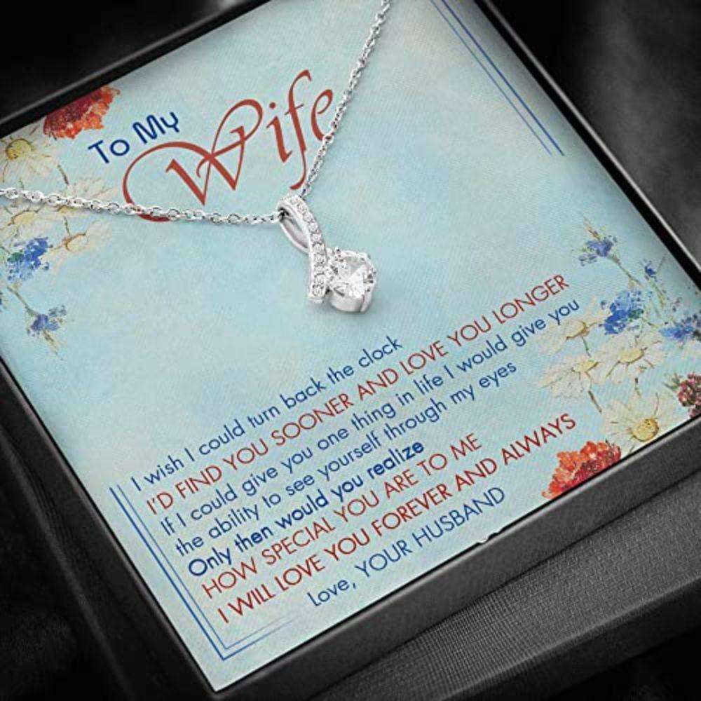 Wife Necklace, To My Wife Necklace Gift For Wife From Husband I Wish I Could Turn Back The Clock Necklace For Karwa Chauth Rakva