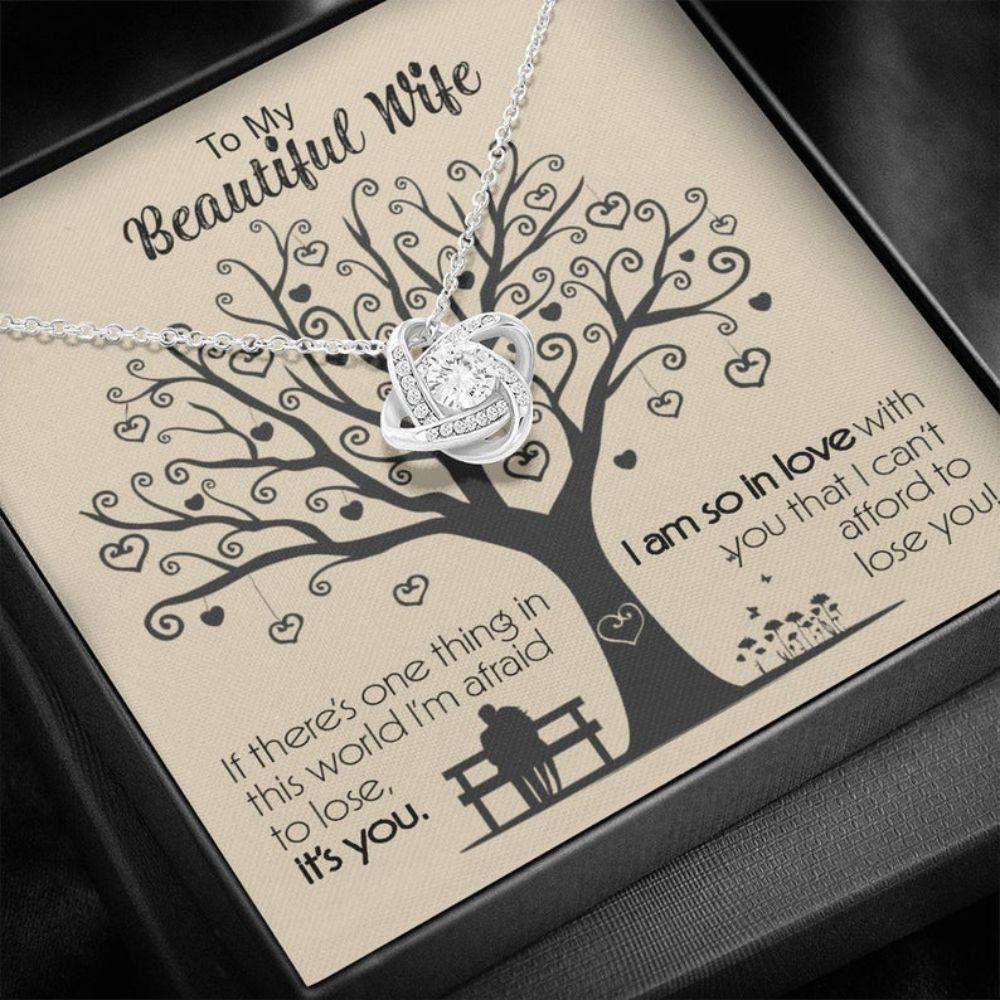 Wife Necklace, To My Wife Necklace, Gift For Wife From Husband, Love Knot Necklace For Karwa Chauth Rakva