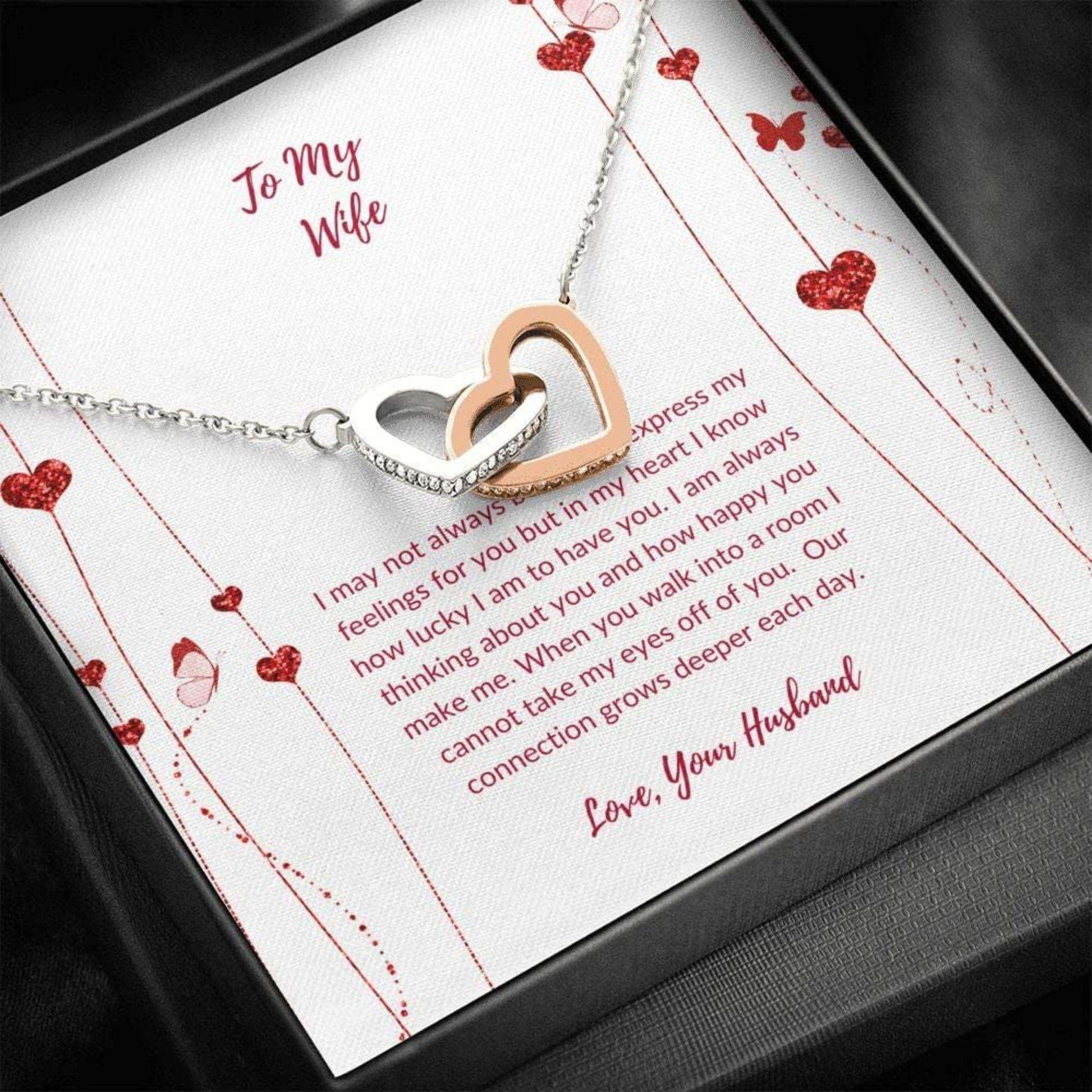 Wife Necklace, To My Wife Necklace “ Gift For Wife “ Valentine’S Day Message Card Gift For Karwa Chauth Rakva