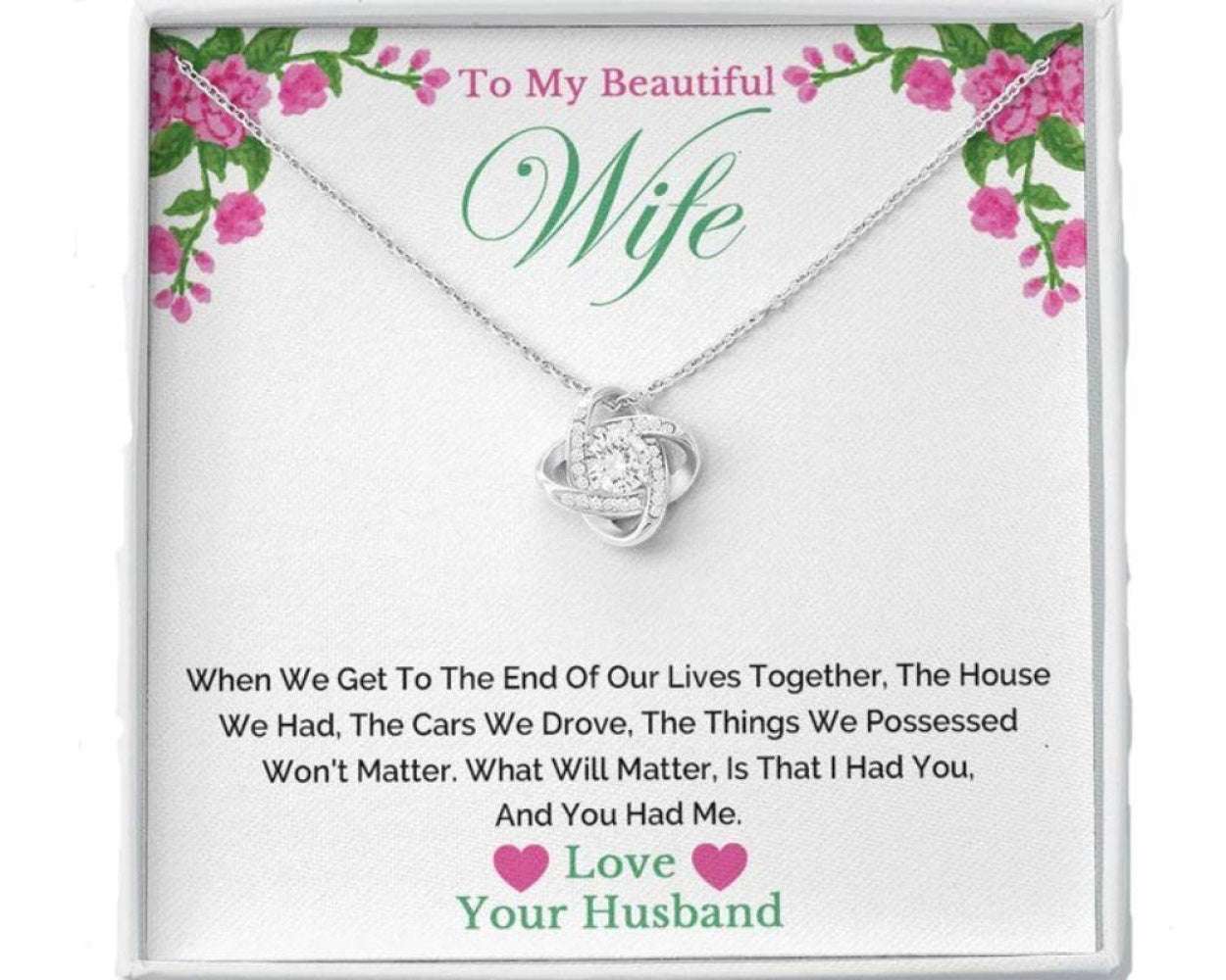 Wife Necklace, To My Wife Necklace Gift From Husband, Wife Birthday Necklace Gift, Anniversary For Karwa Chauth Rakva