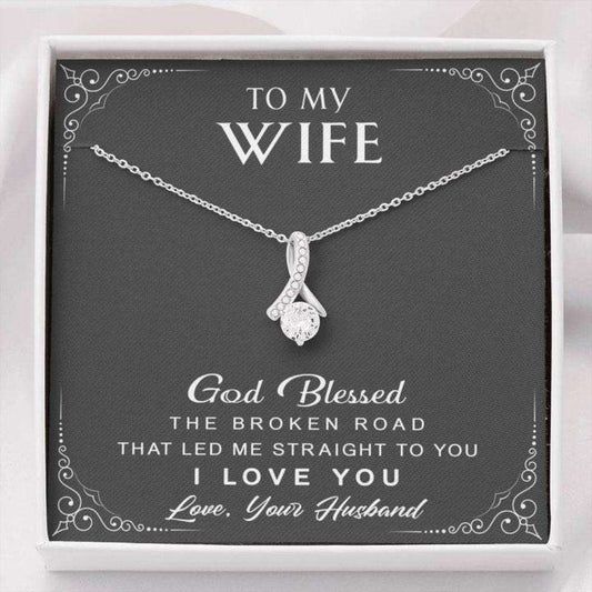 Wife Necklace, To My Wife Necklace Gift “ God Blessed The Broken Road For Karwa Chauth Rakva