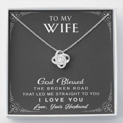 Wife Necklace, To My Wife Necklace Gift “ God Blessed The Broken Road For Karwa Chauth Rakva