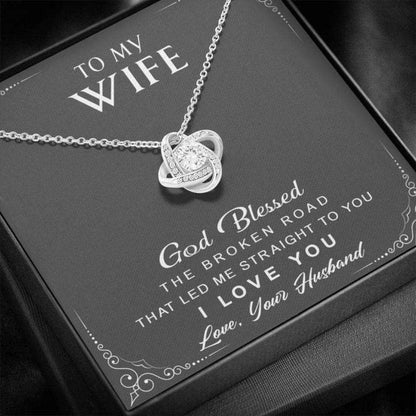 Wife Necklace, To My Wife Necklace Gift “ God Blessed The Broken Road For Karwa Chauth Rakva