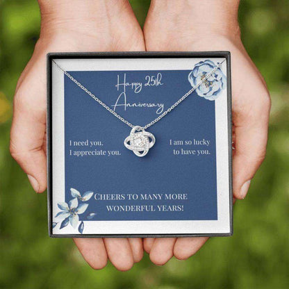 Wife Necklace, To My Wife Necklace Gift “ Happy 25Th Anniversary Cheers Love Knot Necklace For Karwa Chauth Rakva