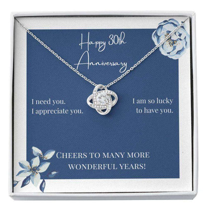 Wife Necklace, To My Wife Necklace Gift “ Happy 30Th Anniversary Cheers Love Knot Necklace For Karwa Chauth Rakva