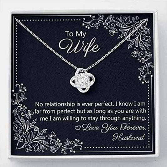 Wife Necklace, To My Wife Necklace Gift “ I Am Willing To Stay Through Anything, Gift To My Wife Necklace For Karwa Chauth Rakva