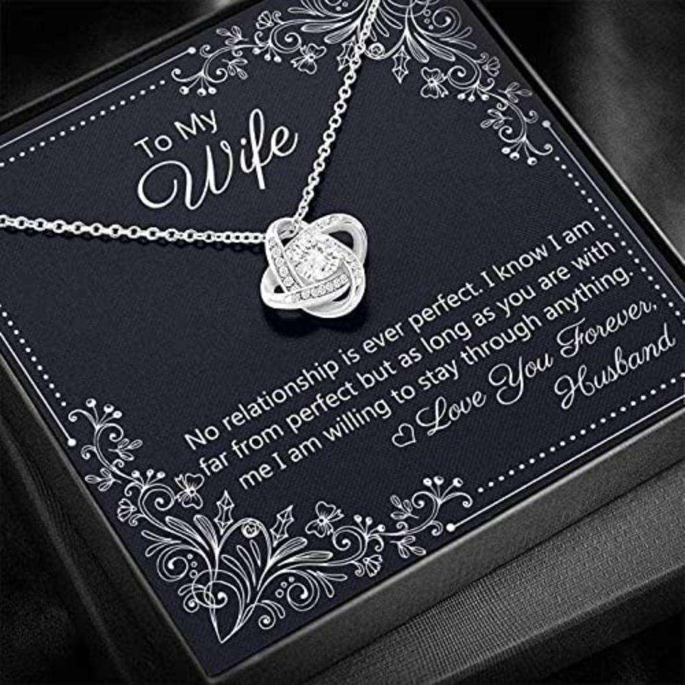 Wife Necklace, To My Wife Necklace Gift “ I Am Willing To Stay Through Anything, Gift To My Wife Necklace For Karwa Chauth Rakva