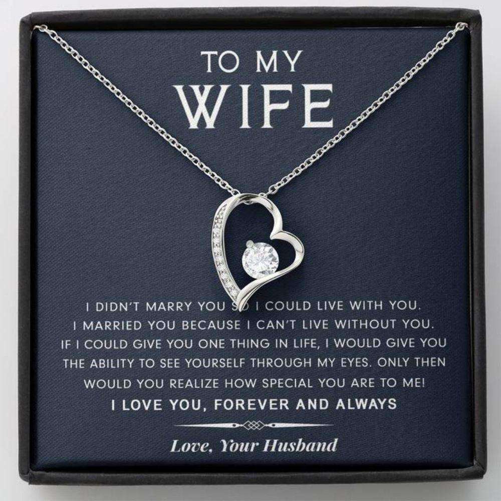 Wife Necklace, To My Wife Necklace Gift “ I Can’T Live Without You For Karwa Chauth Rakva