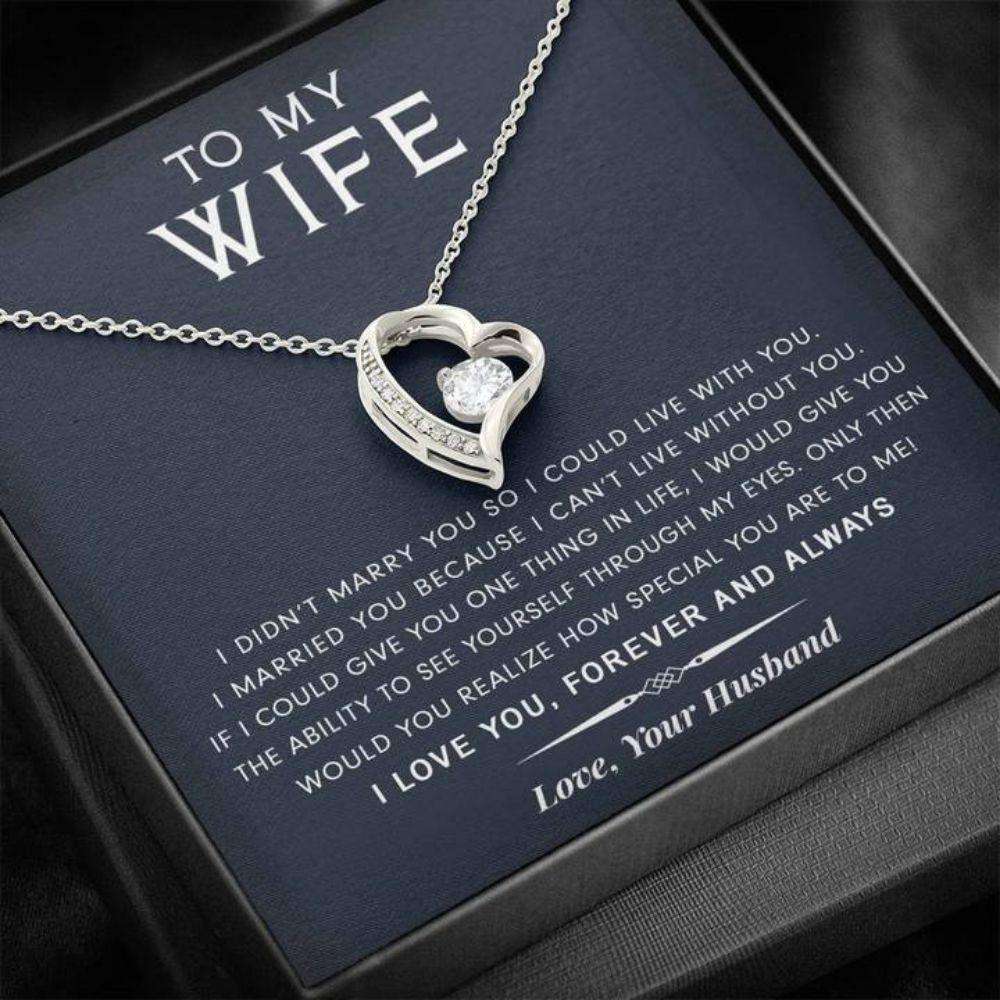 Wife Necklace, To My Wife Necklace Gift “ I Can’T Live Without You For Karwa Chauth Rakva