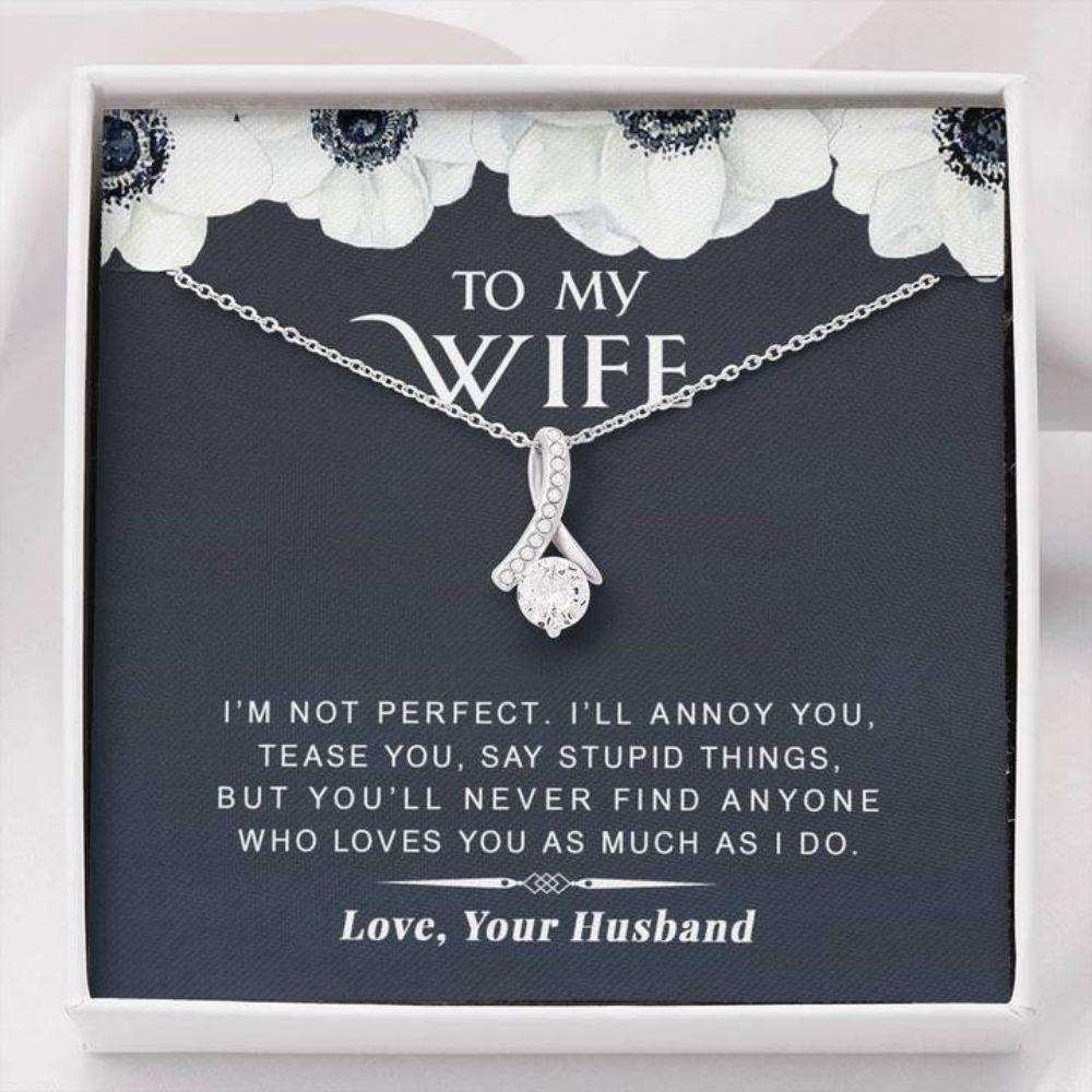 Wife Necklace, To My Wife Necklace Gift “ I’M Not Perfect “ Gift For Mother’S Day, Birthday, Anniversary For Karwa Chauth Rakva