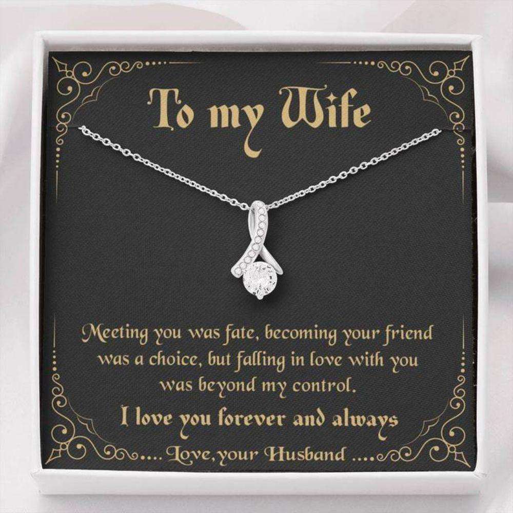 Wife Necklace, To My Wife Necklace Gift “ Meeting You Was Fate Alluring Necklace For Karwa Chauth Rakva