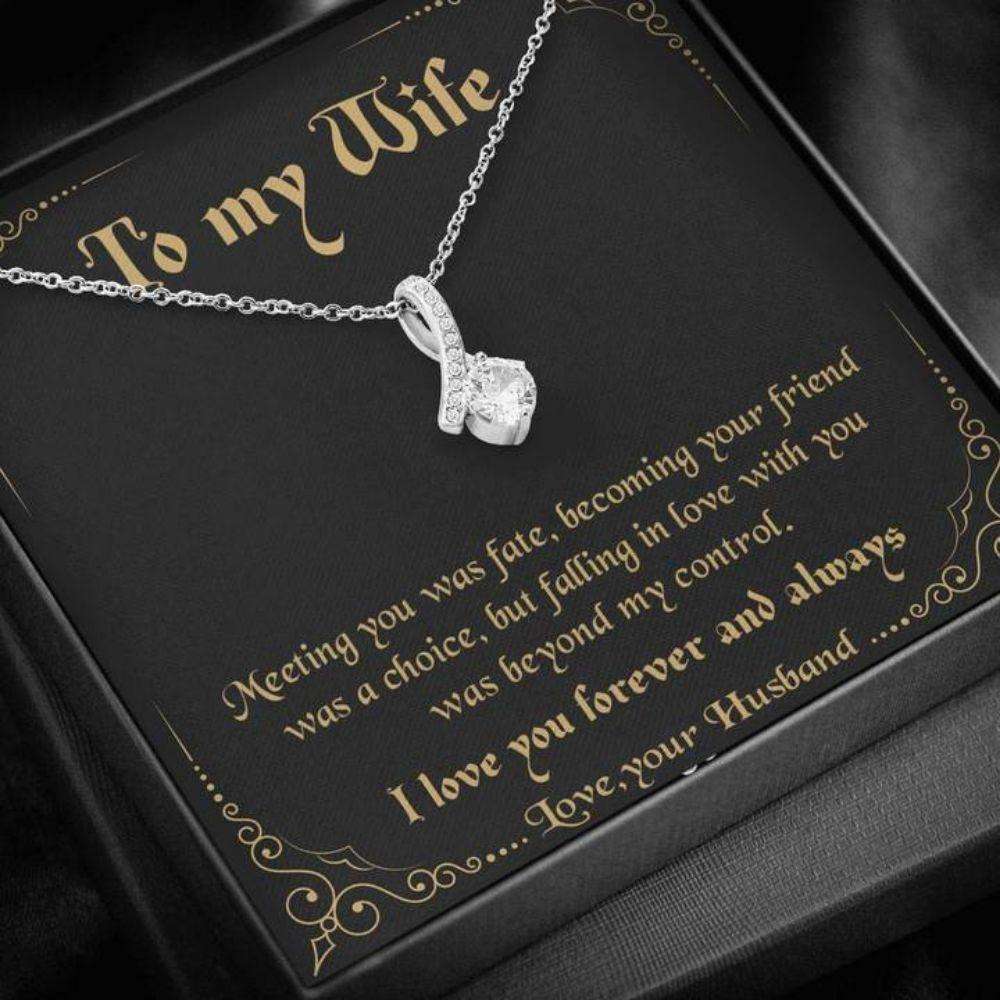 Wife Necklace, To My Wife Necklace Gift “ Meeting You Was Fate Alluring Necklace For Karwa Chauth Rakva