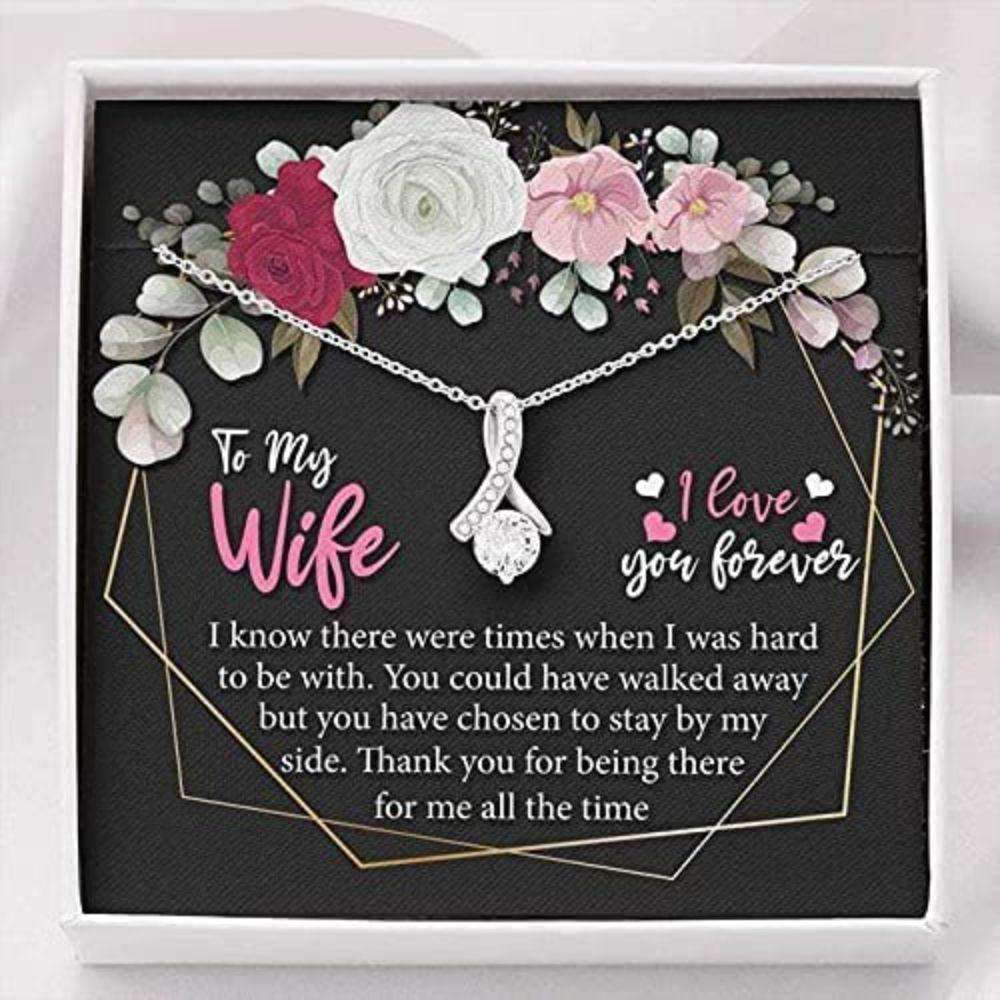 Wife Necklace, To My Wife Necklace Gift “ Thank You For Being There All The Time “ Gift To My Wife Necklace For Karwa Chauth Rakva