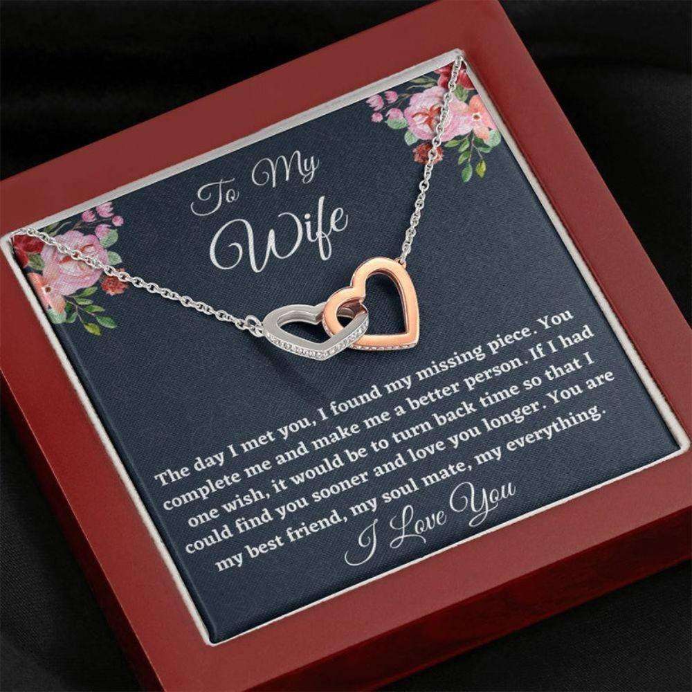 Wife Necklace, To My Wife Necklace Gift, Two Hearts Necklace Wife Appreciation Gift For Her Anniversary, Gift For Her For Karwa Chauth Rakva