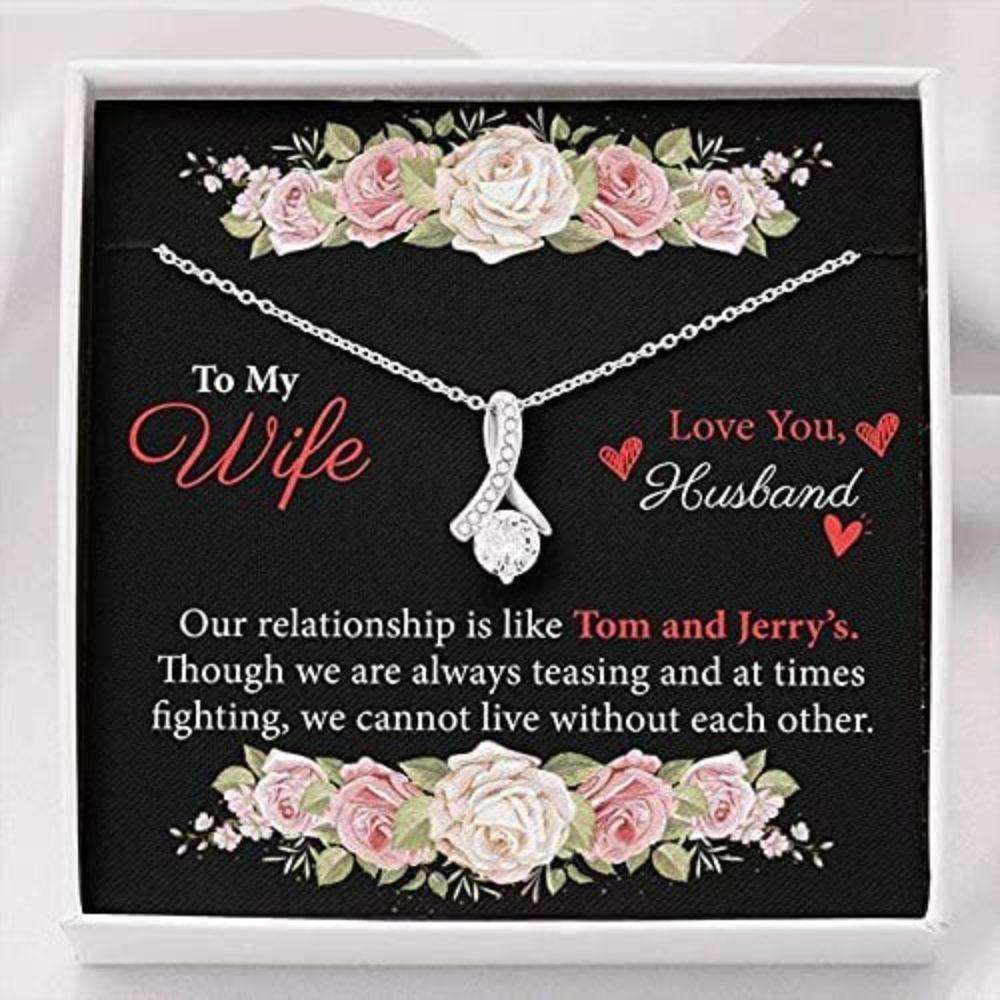 Wife Necklace, To My Wife Necklace Gift “ We Cannot Live Without Each Other “ Necklace, Gift To My Wife Necklace For Karwa Chauth Rakva