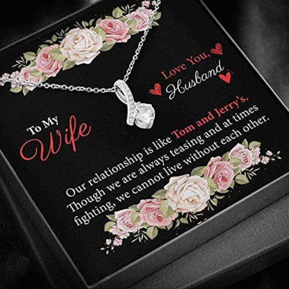 Wife Necklace, To My Wife Necklace Gift “ We Cannot Live Without Each Other “ Necklace, Gift To My Wife Necklace For Karwa Chauth Rakva