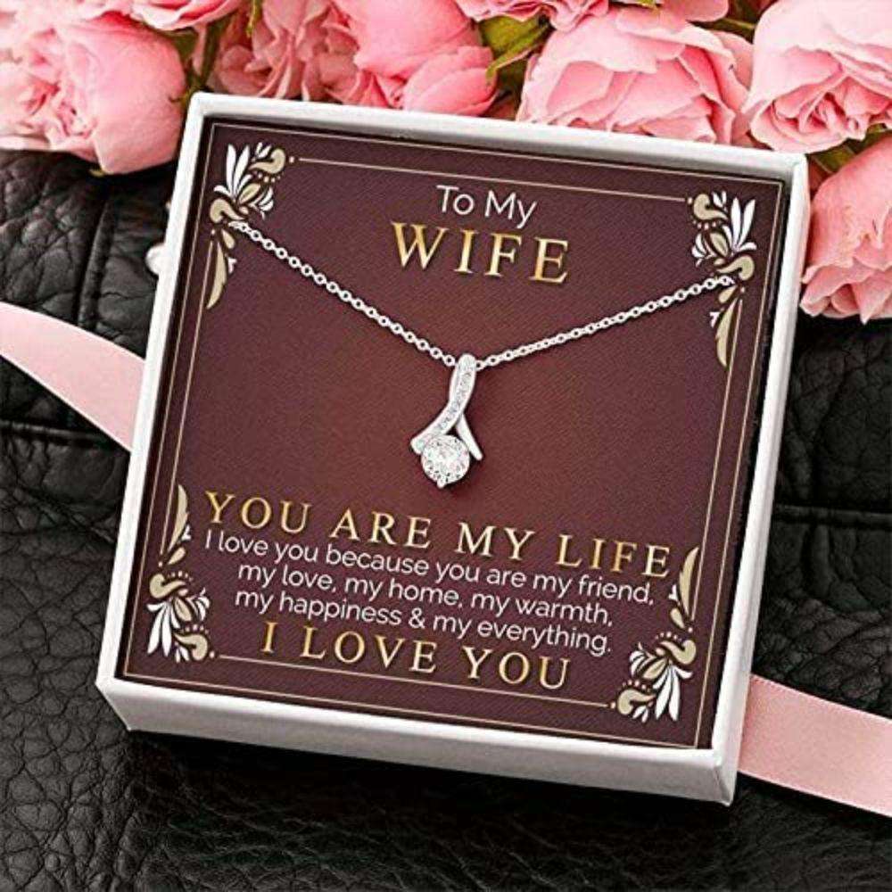 Wife Necklace, To My Wife Necklace Gift “ You Are My Life “ Gift To My Wife Necklace For Karwa Chauth Rakva